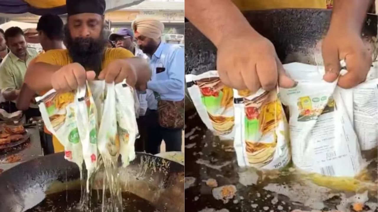 Street Vendor Dips Plastic Pouches in Boiling Oil to Open Them, Sparks Public Health Outrage Online