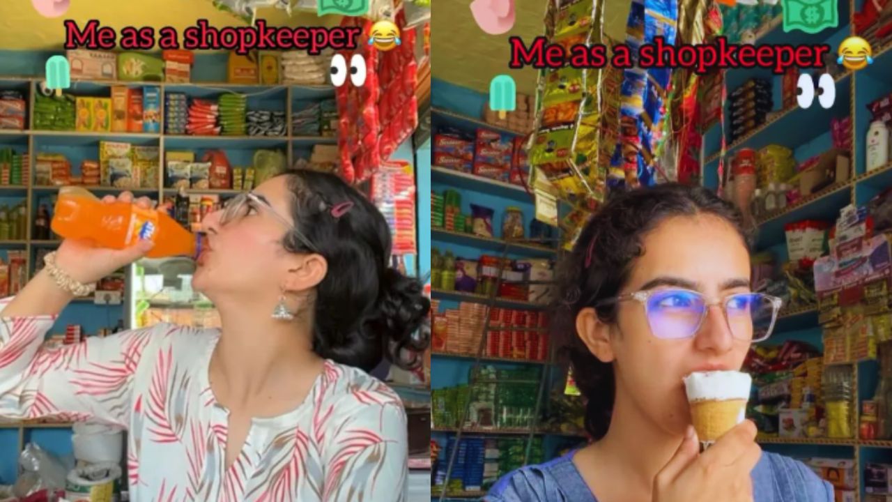 "Living Childhood Dream": Internet Reacts To Woman Eating Snacks From Her Own Kirana Shop